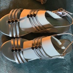 Silver wedge sandals